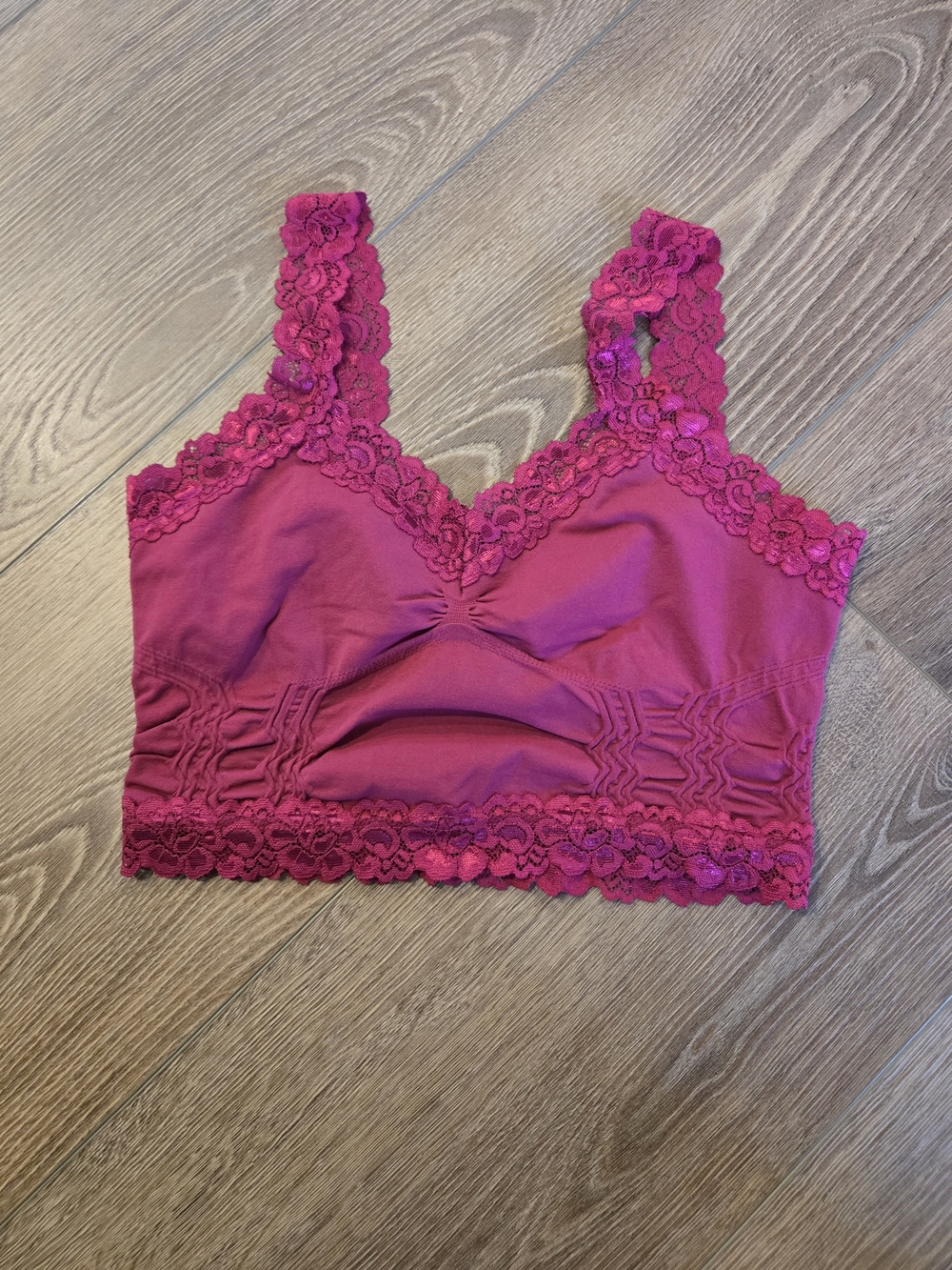 M. Rena Lace-Trim Bralette in Magenta
